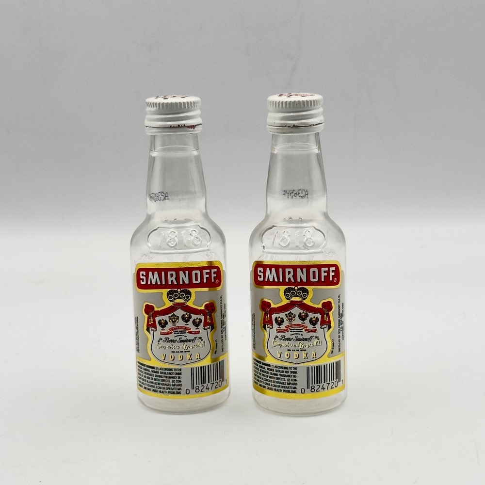 Vintage Smirnoff Vodka bottles Miniature plastic salt and pepper shakers